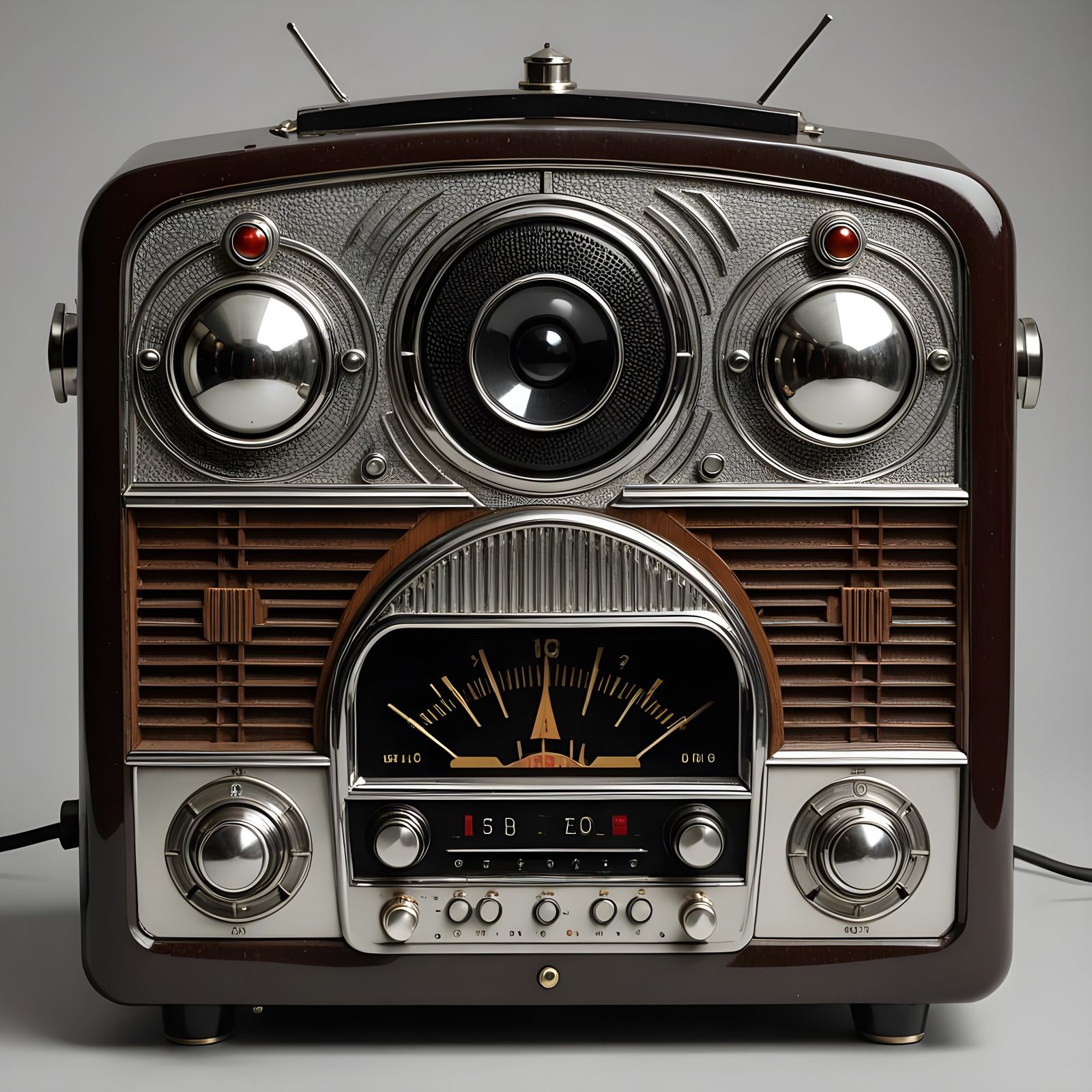 Vintage Radio Portrays Human Face in Art Deco Style