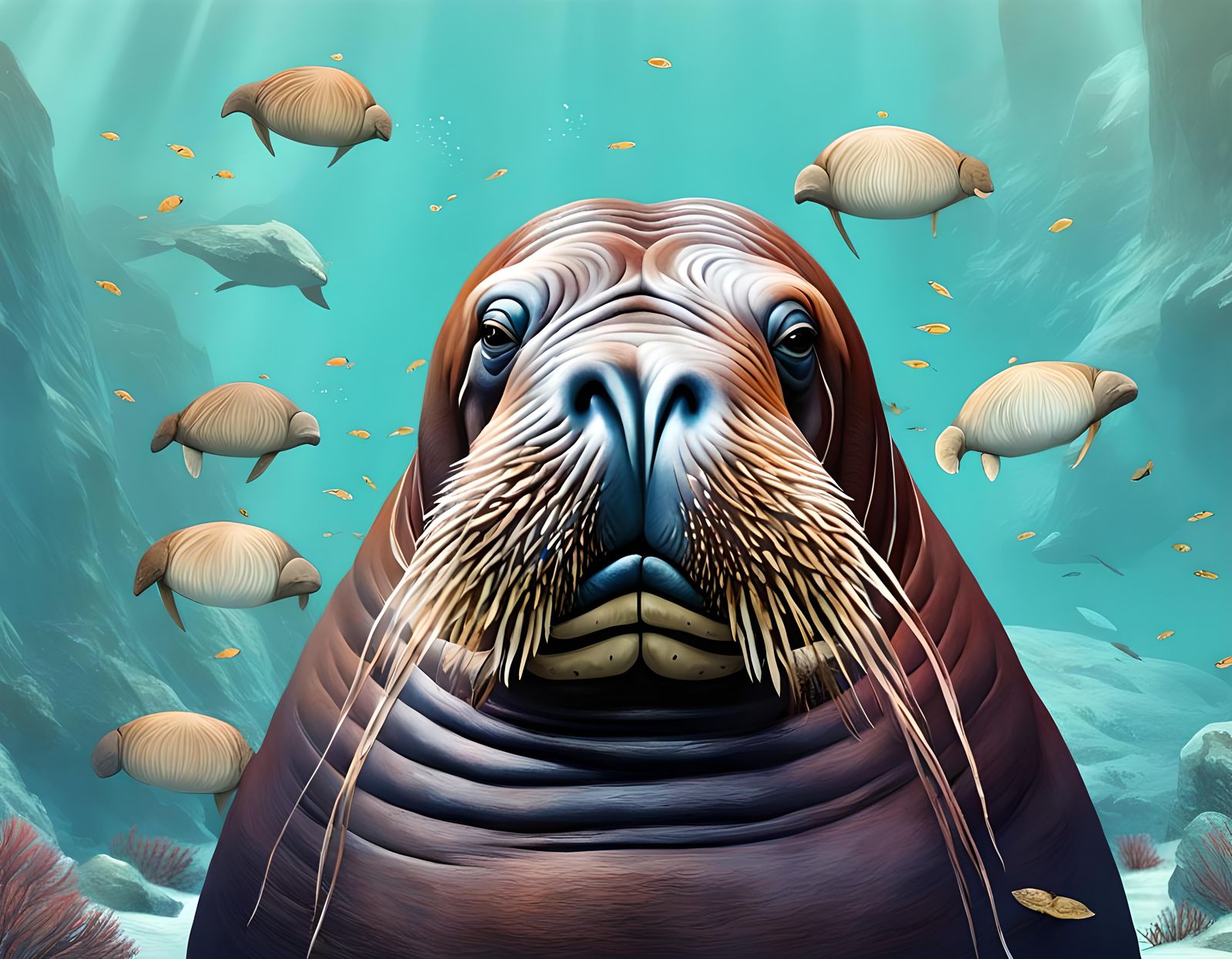 Whimsical Walrus Portrait in Digital Art Style