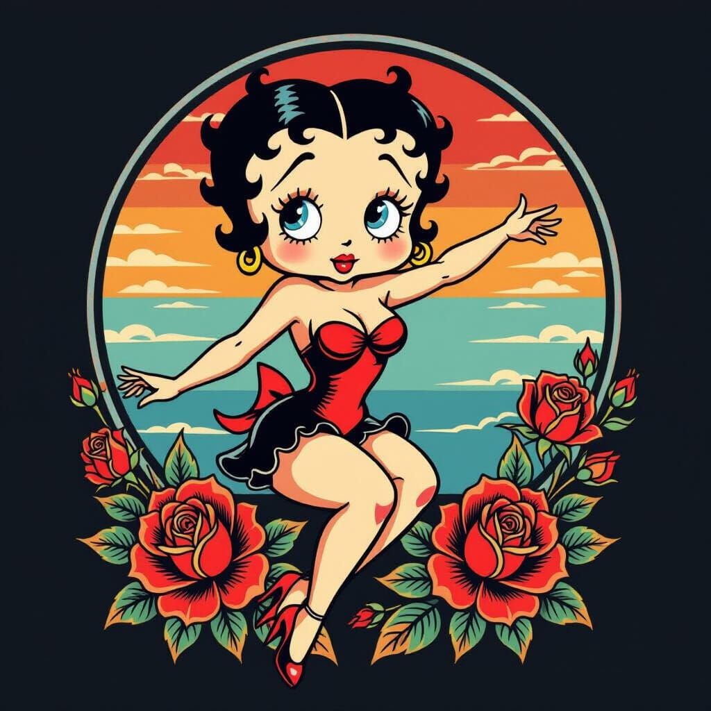 Betty Boop Pin-Up Flash Tattoo Designs