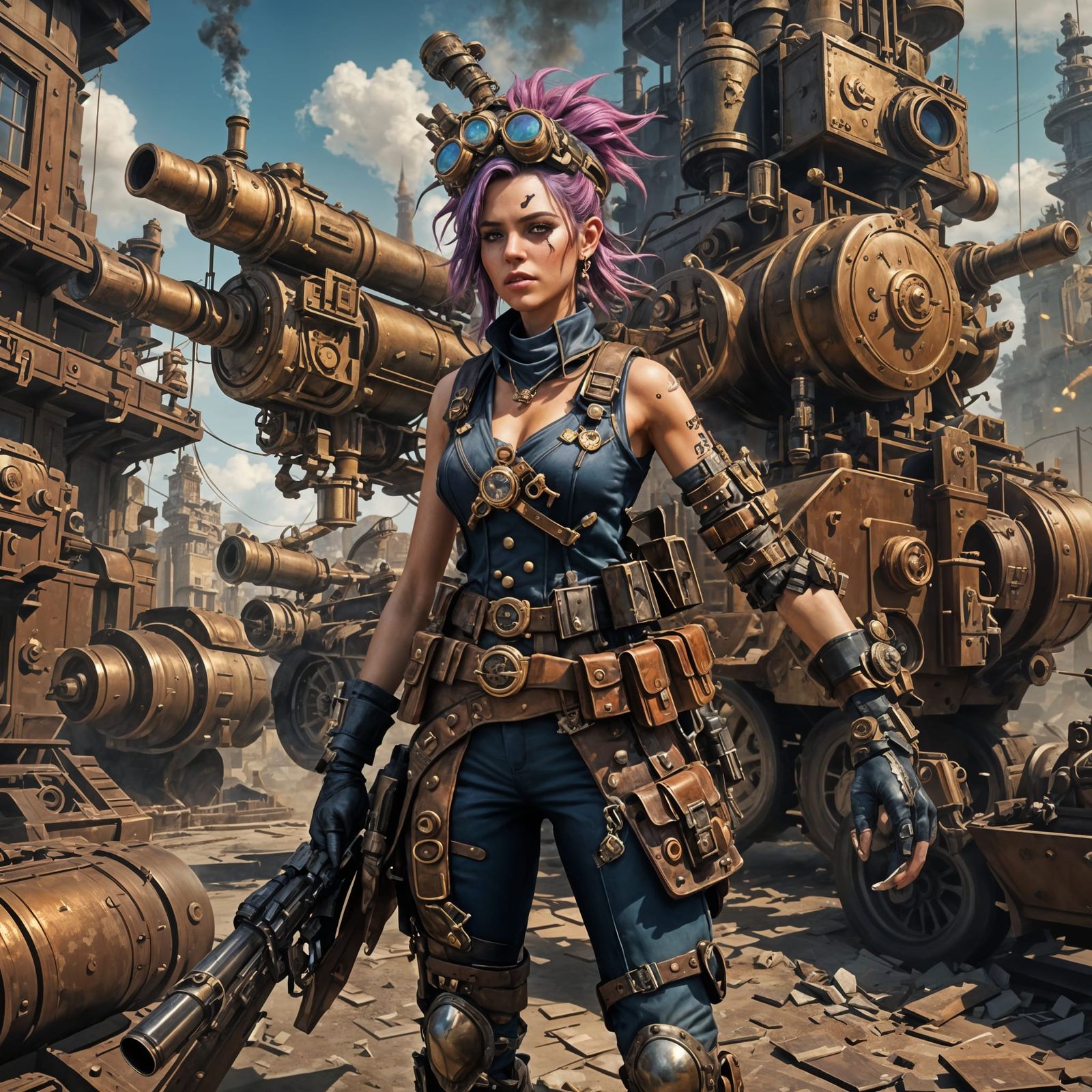 Steampunk Tank Girl Digital Matte Painting
