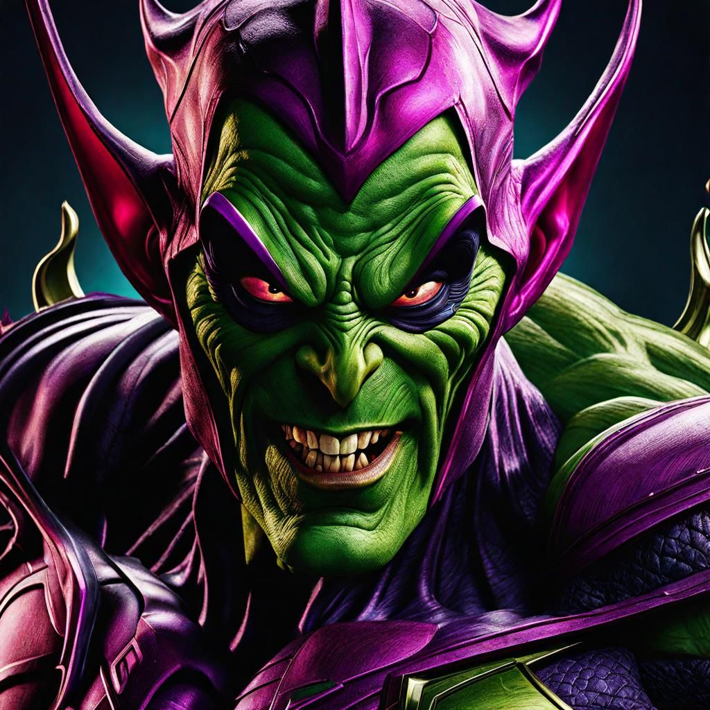 Green Goblin Action Painting in Hyperrealism