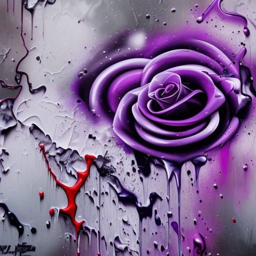 Melting Roses: Graffiti Art in Purple and Violet