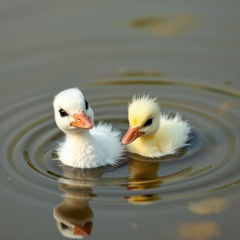 Duckling and Snail Playdate in Water