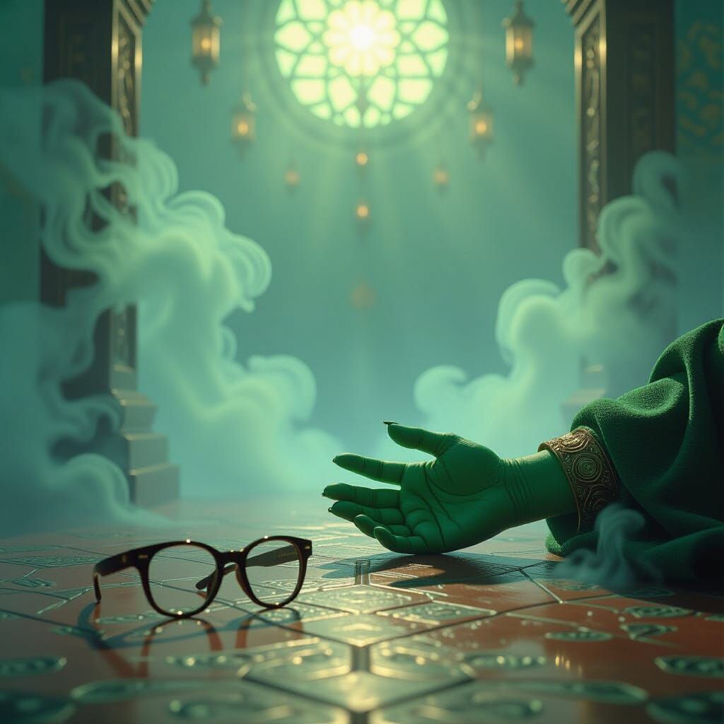 Ethereal Goblin Hand Reaching for Glasses