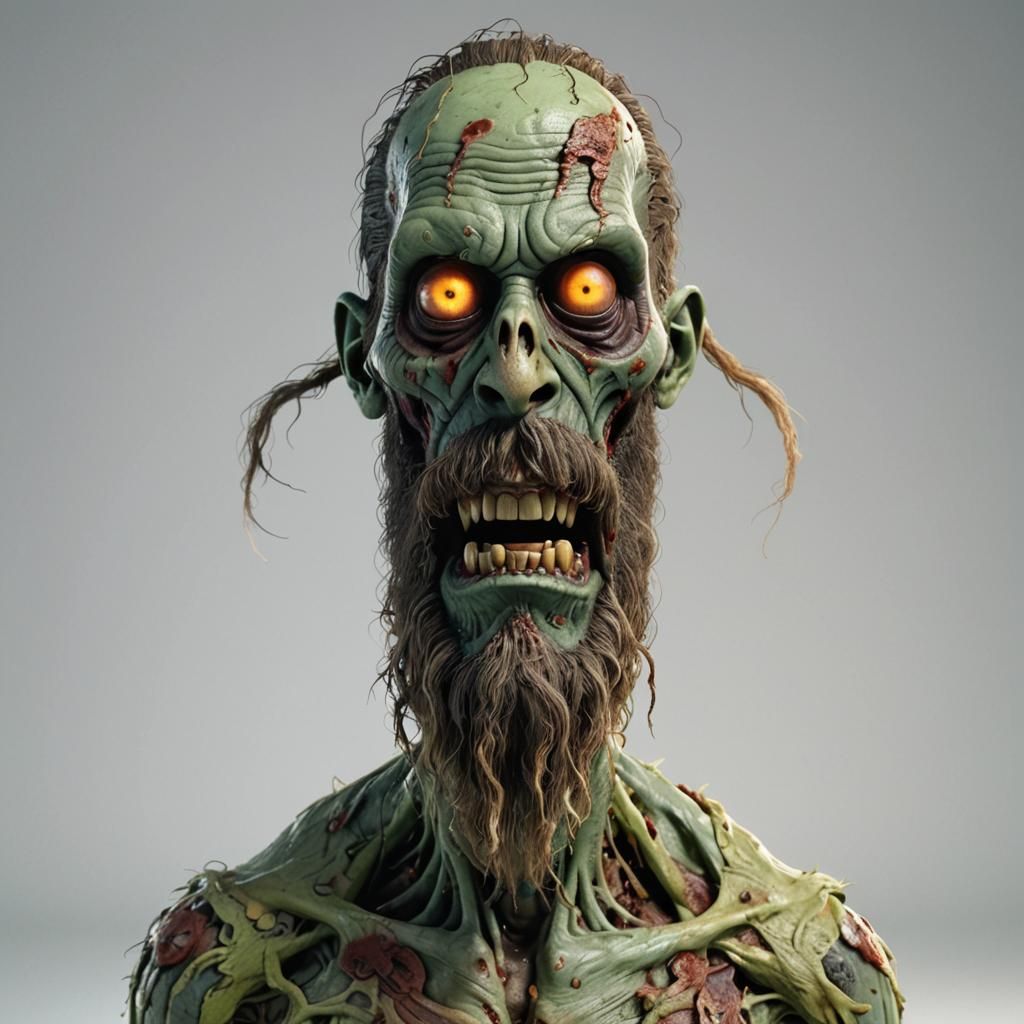 Cartoon Zombie Portrait in Pixar Style 3D Animation