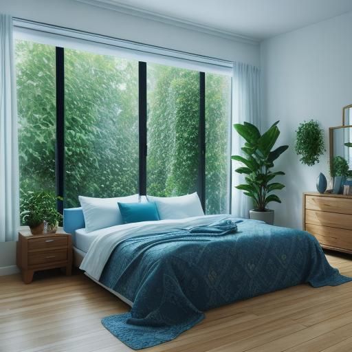 Serene Blue Bedroom Oasis with Natural Lighting