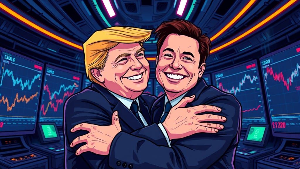 Donald Trump and Elon Musk in Retro Pop Art
