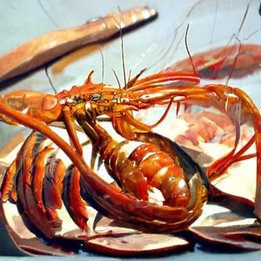 Shrimp in Oil Painting Style