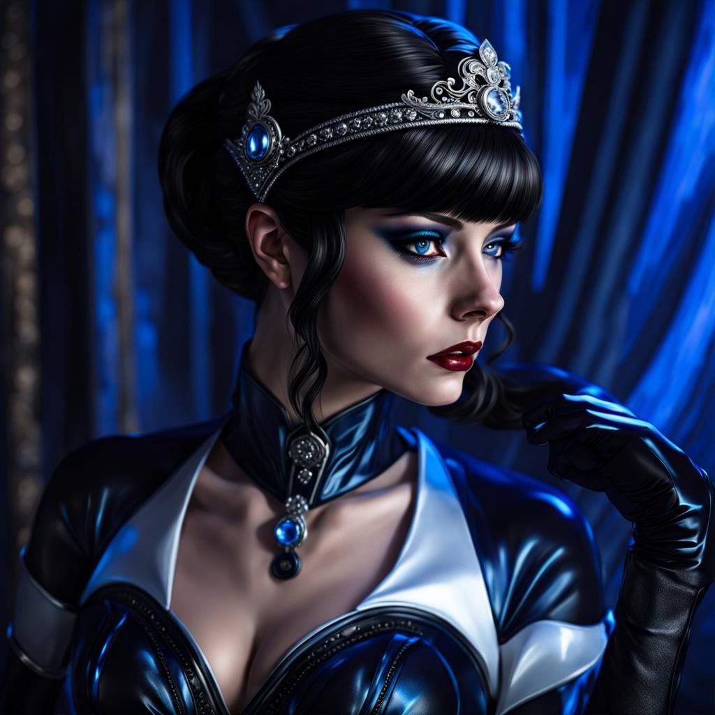 Demanding Noir Woman in Latex Costume