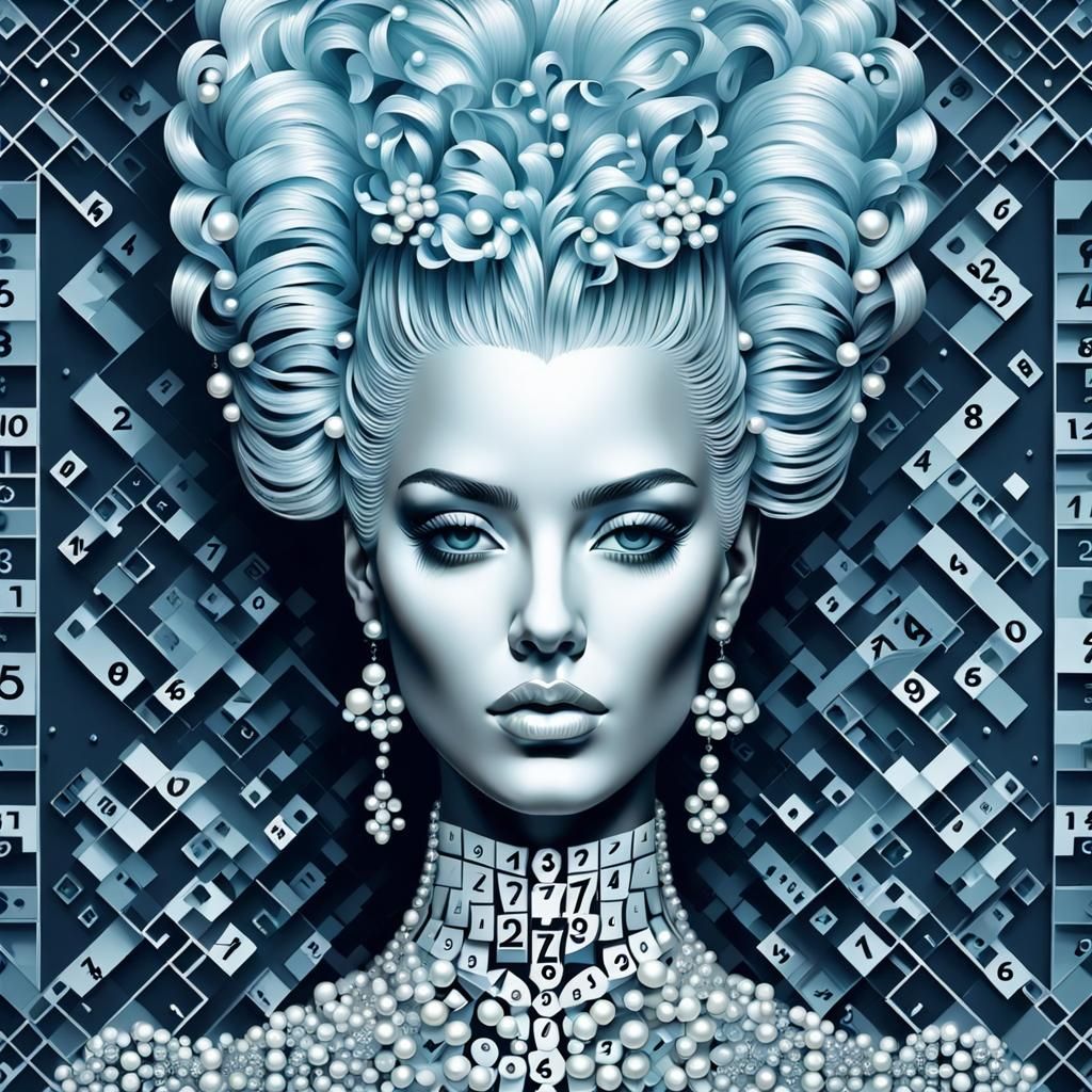 Baroque Hairstyle in Trapunto Digital Art Portrait