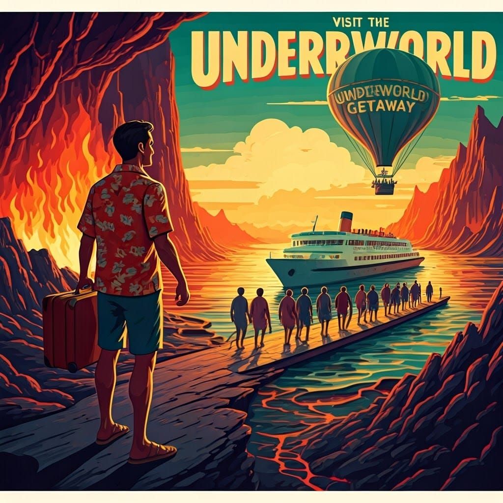 Vintage Underworld Travel Poster: Charismatic Tourist