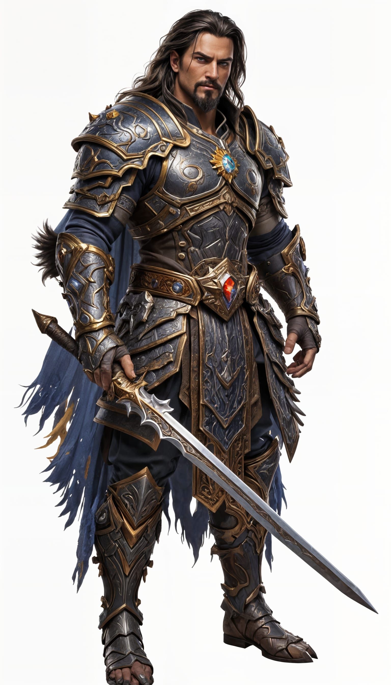 Mighty Human King in Warcraft Style Armor
