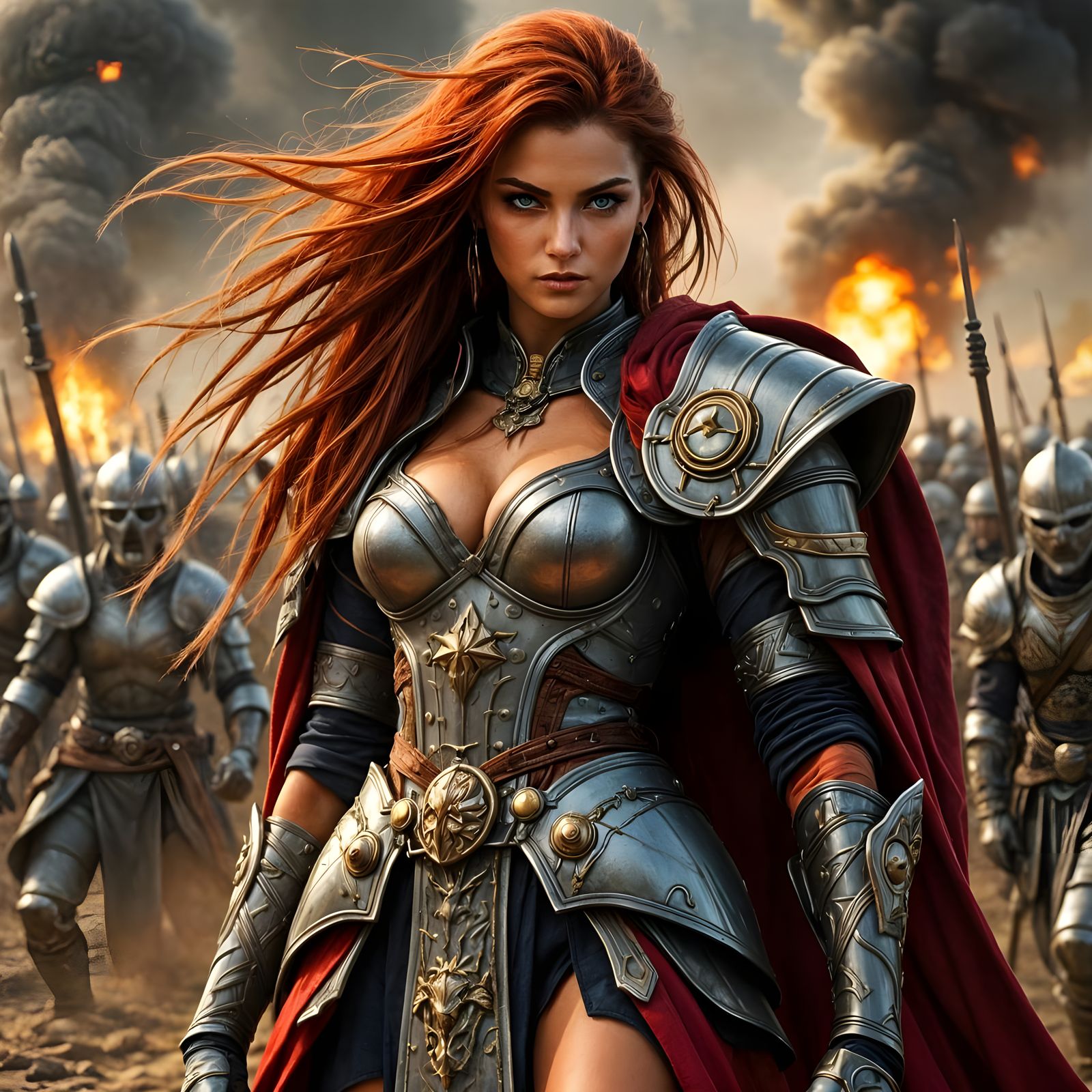 Female Warrior on Battlefield in Dramatic Fantasy Realism