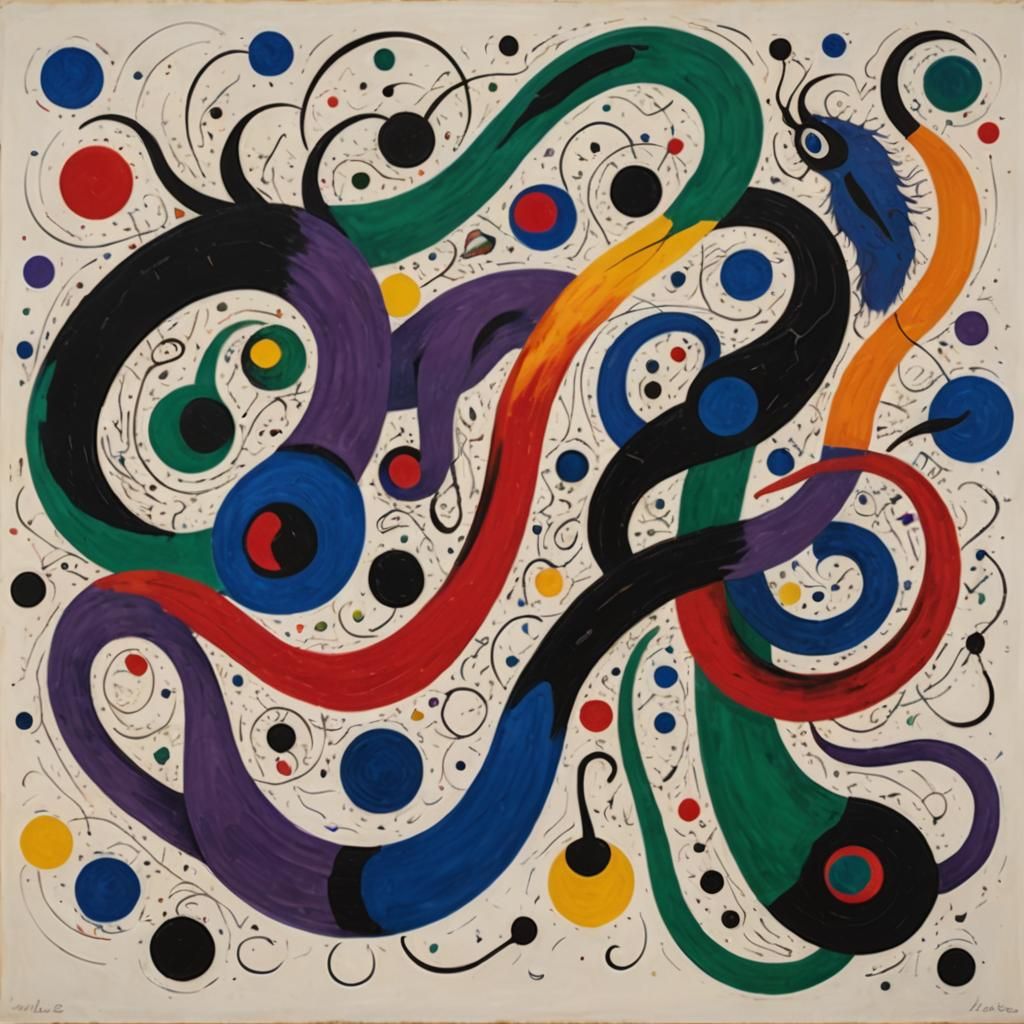 Mesmerizing Abstract Painting in Surreal Biomorphism Style