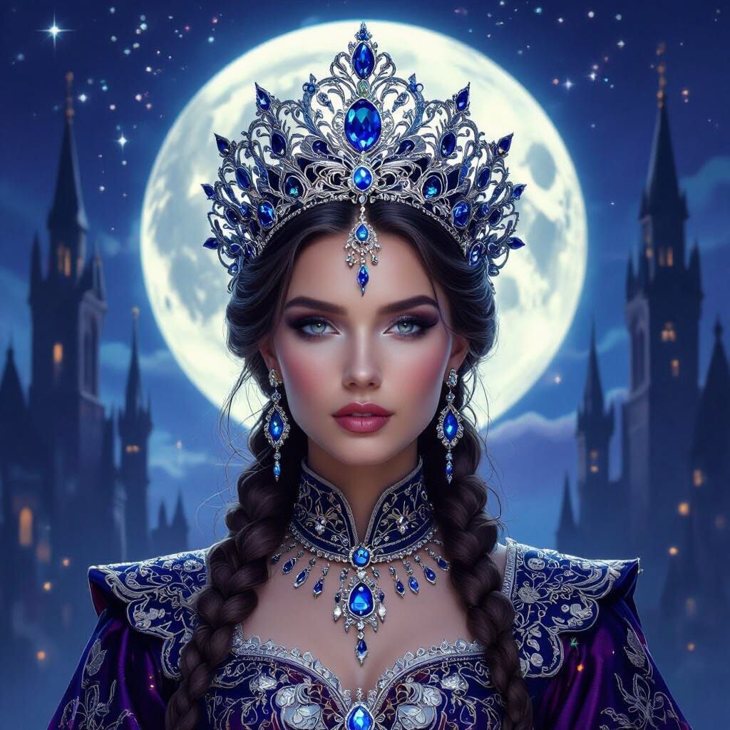 Queen's Majestic Kokoshnik Tiara Portrait in Fantasy Realism