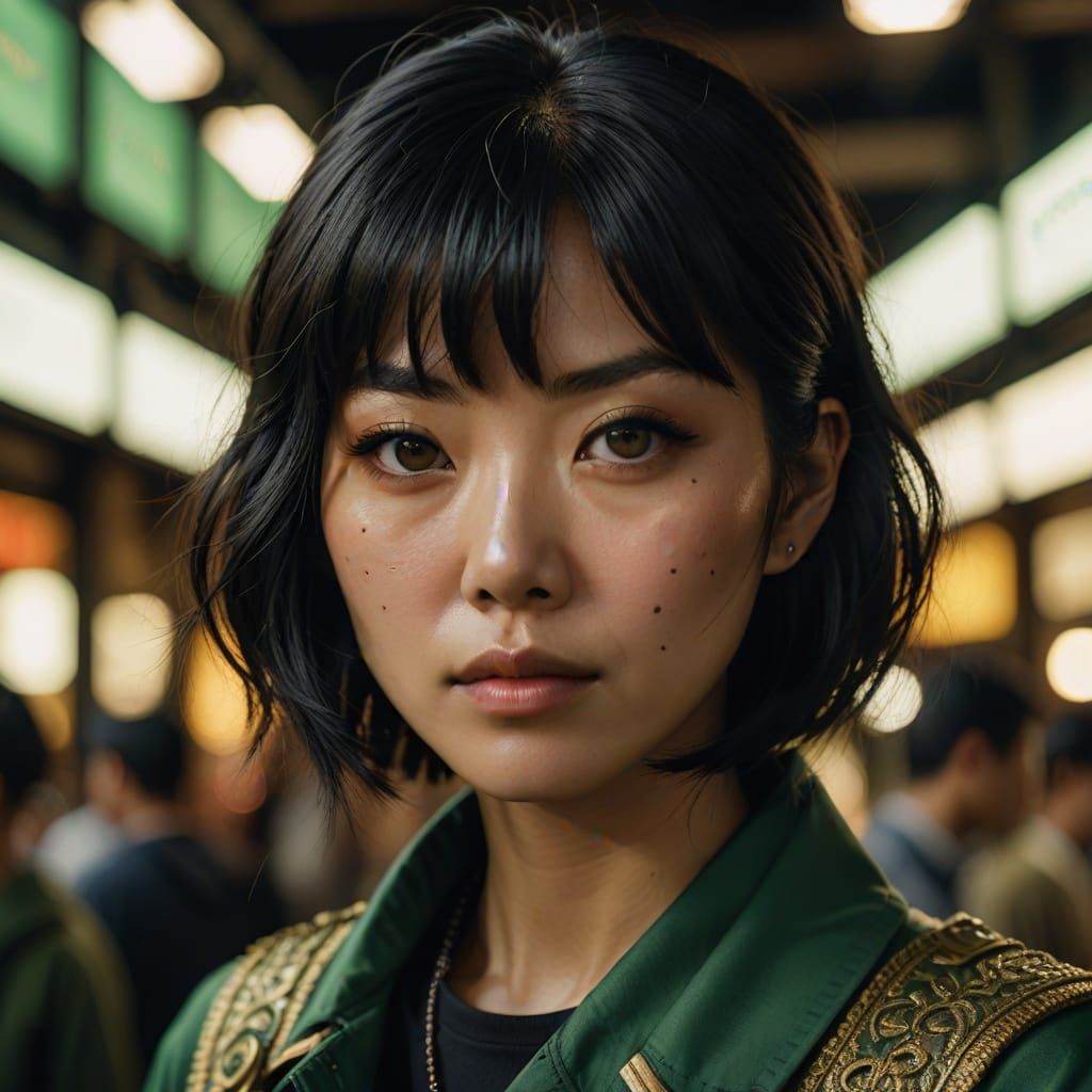 Hyperrealistic Portrait of a Japanese Woman in Mariner Outfi...