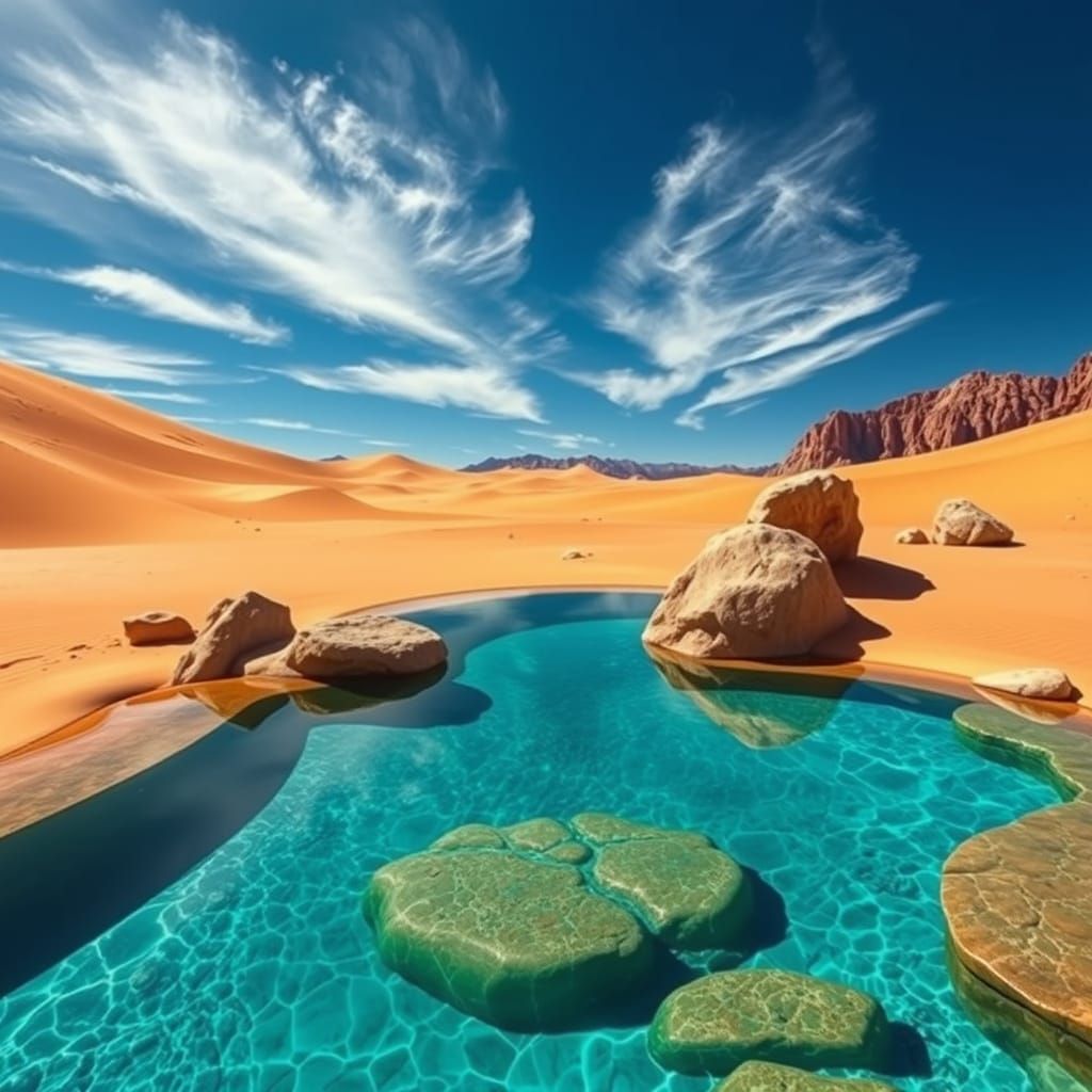 Surreal Desert Oasis Reflects Brilliant Blue Sky