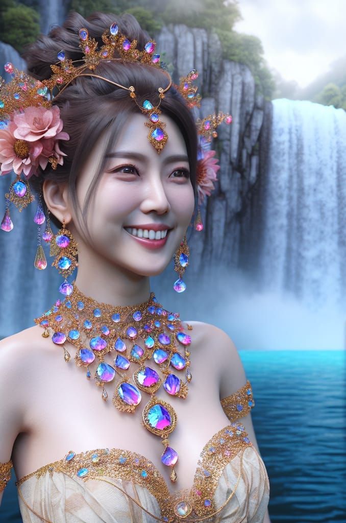 Asian Woman with Crystalline Jewelry: Matte Painting