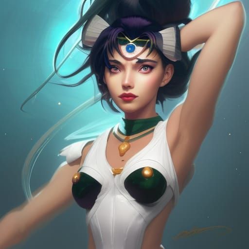 Sailor Pluto Portrait in Detailed Digital Art Style