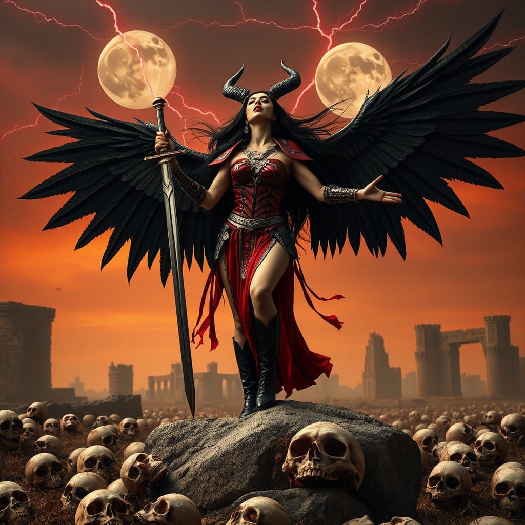 Epic Goddess of War in Cinematic Film Style