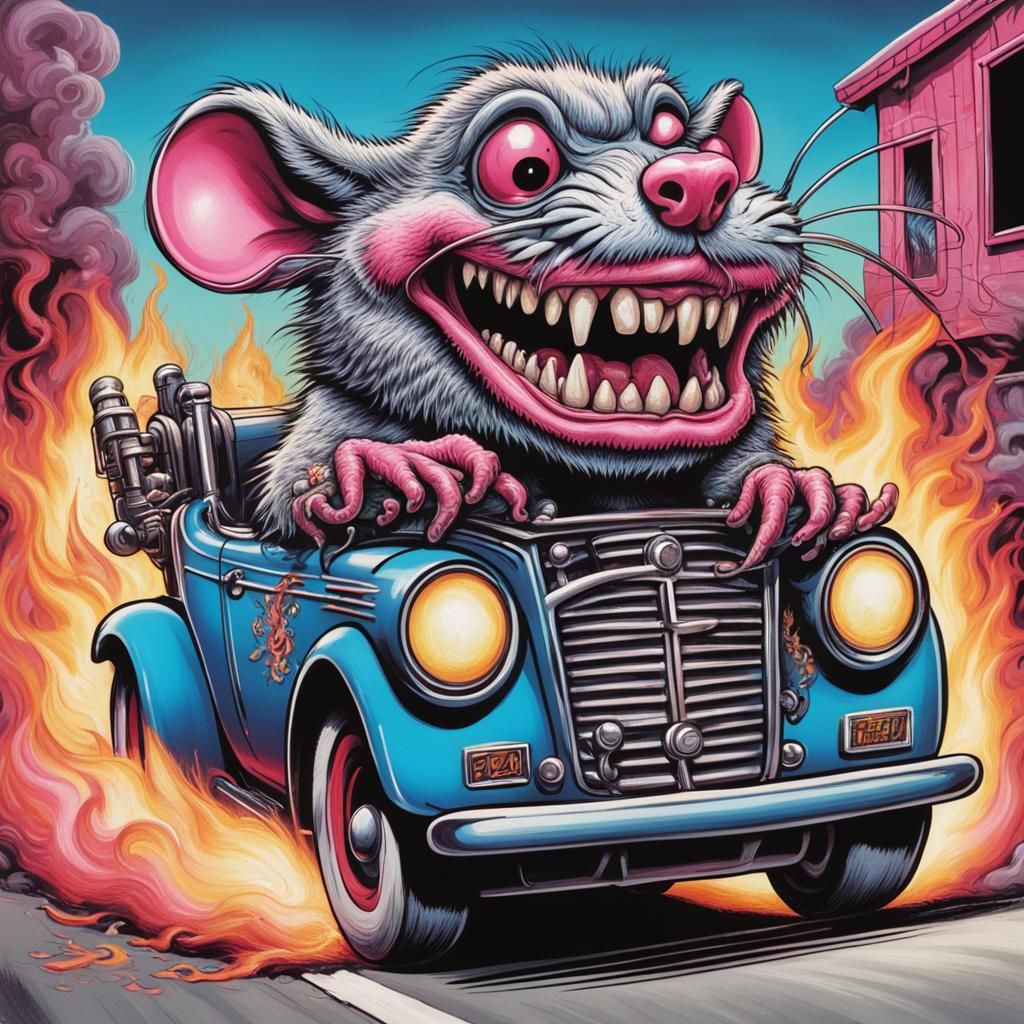 Rat Fink Hot Rod Cartoon Monster