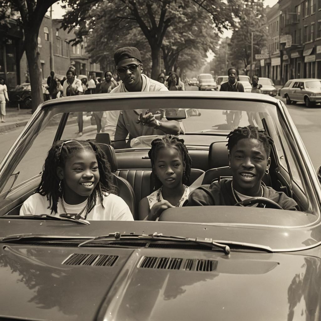 Youthful Car Scene in Classic 35mm Photography Style