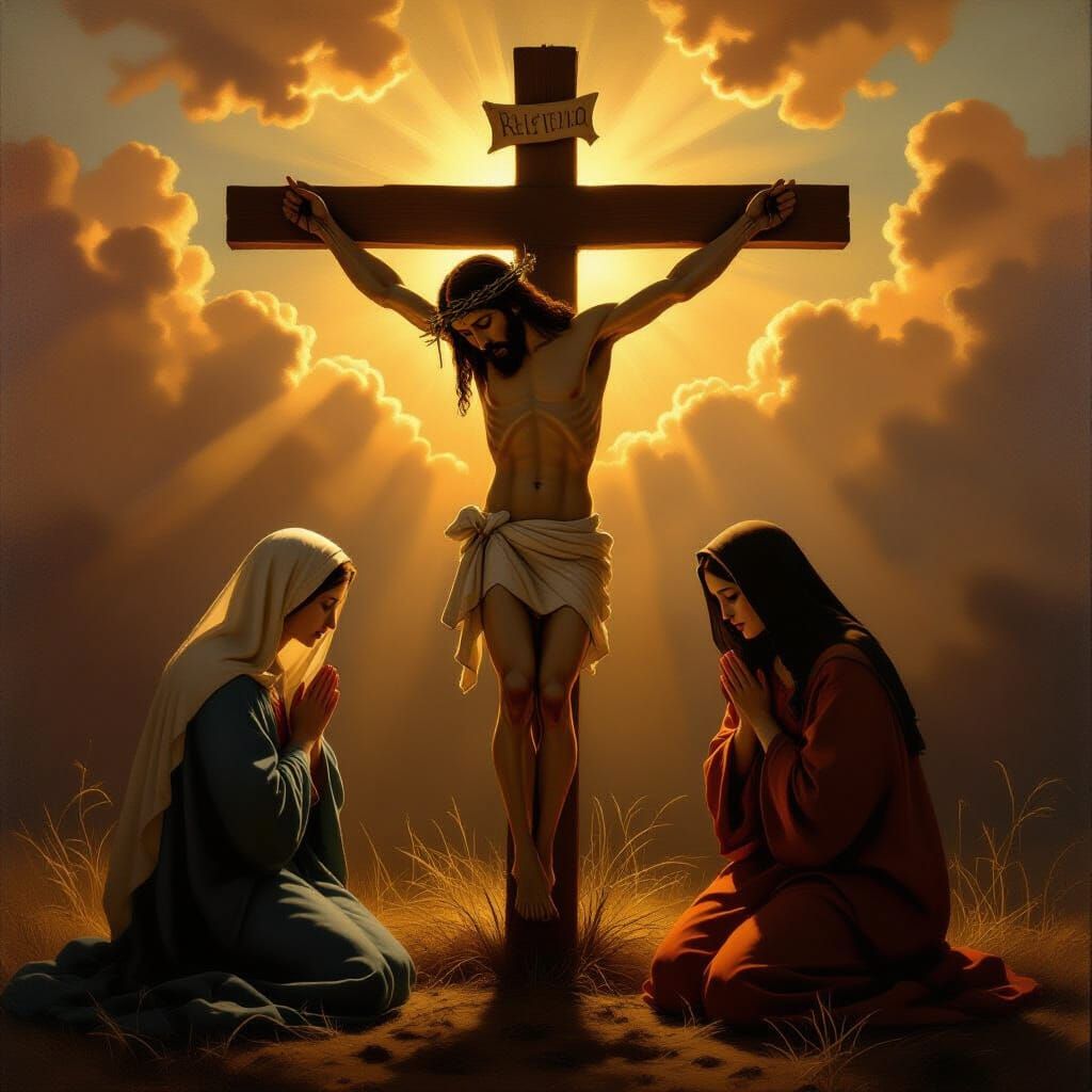 Jesus Christ's Crucifixion in Expressive Oil Painting Style