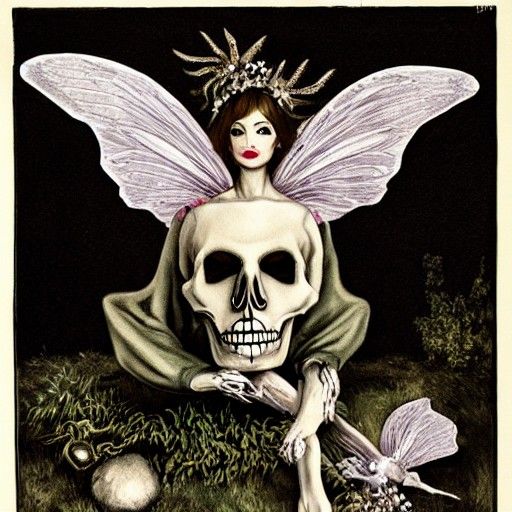 Bone Fairy Kissing a Skull, Hypermodern Art