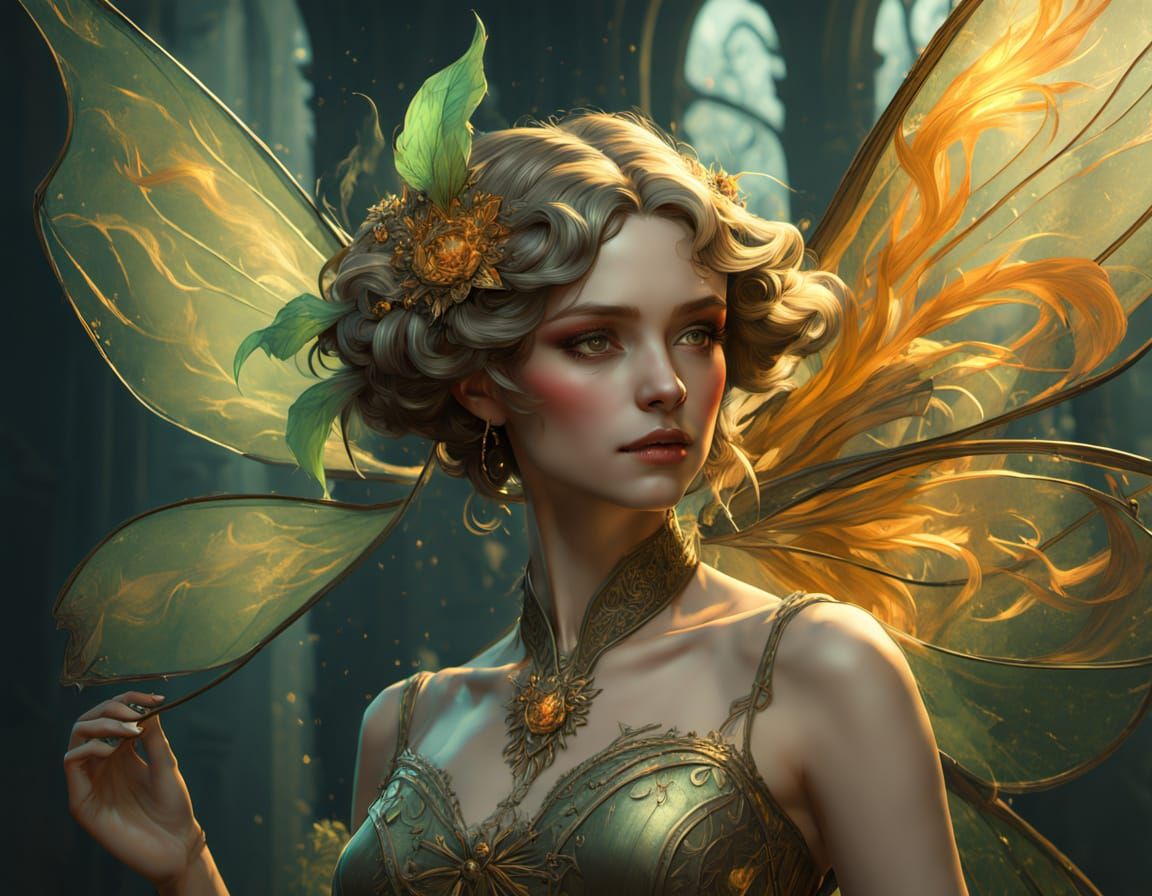 Ash Fairy in Charred Forest, Renaissance Fantasy Art