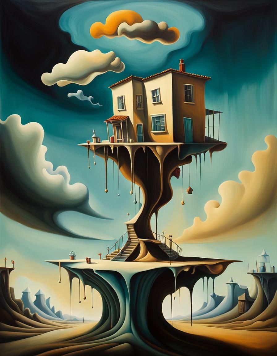 Surreal Furniture Dreamscape in Oil on Canvas