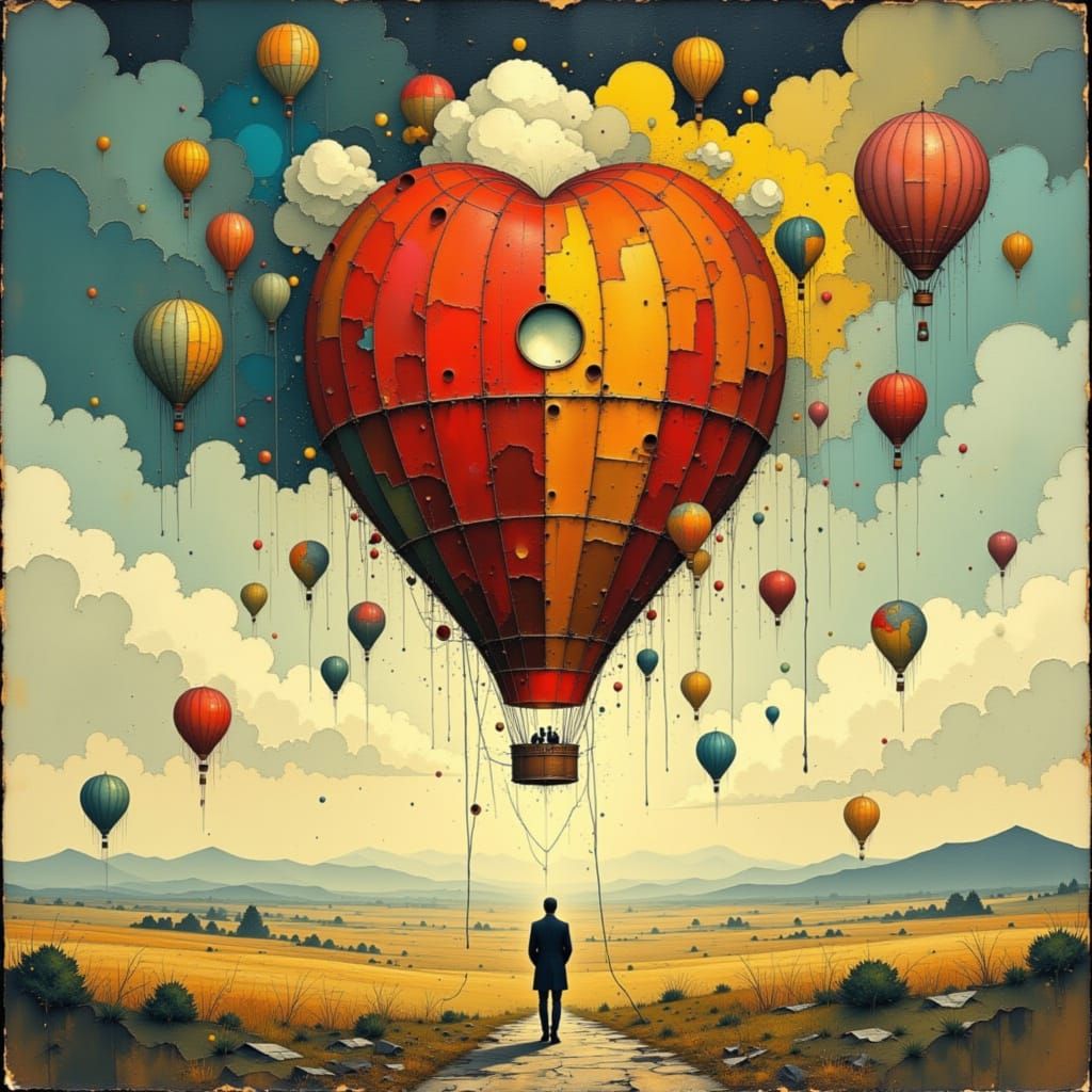 Airborne Balloons in Dreamy Luminous Style