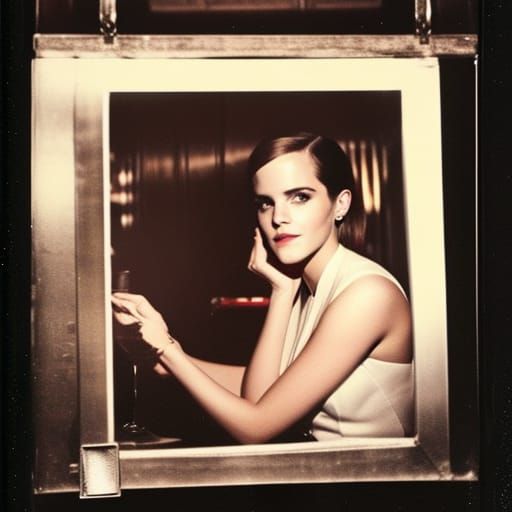 Emma Watson in Bar: Polaroid Photography