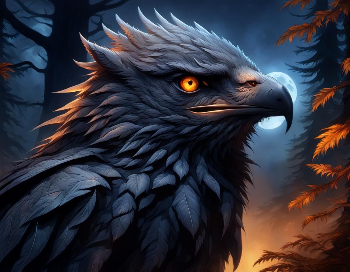 Menacing WereHawk Portrait in Dark Fantasy Style