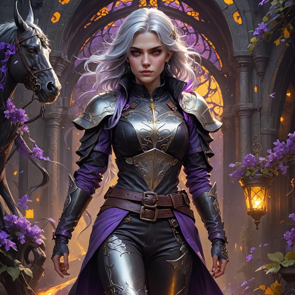 Young Witch with Violet Eyes, Dark Fantasy Art