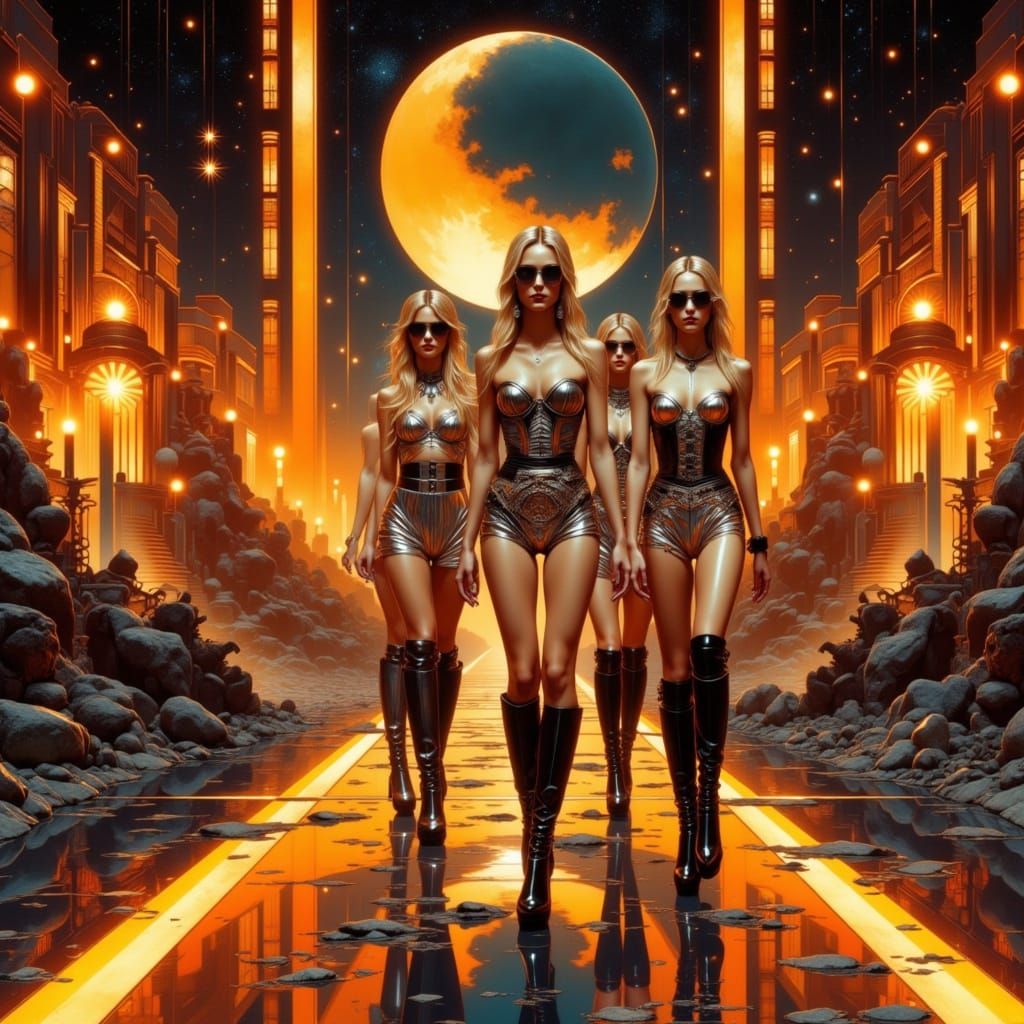 Retro-Futuristic Moon Catwalk with 60s-80s Fashion