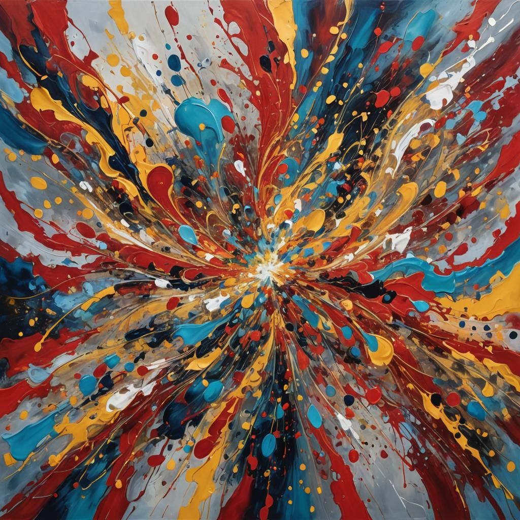 Abstract Painting with Swirling Colors