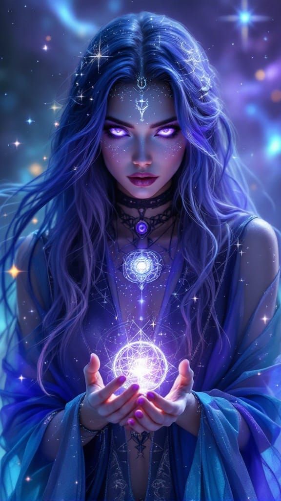 Celestial Sorceress in Ethereal Regalia