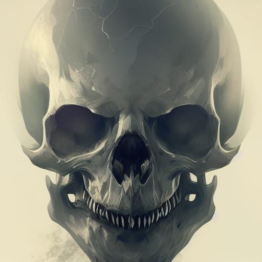 Ashen Skeleton Portrait in Digital Art Style