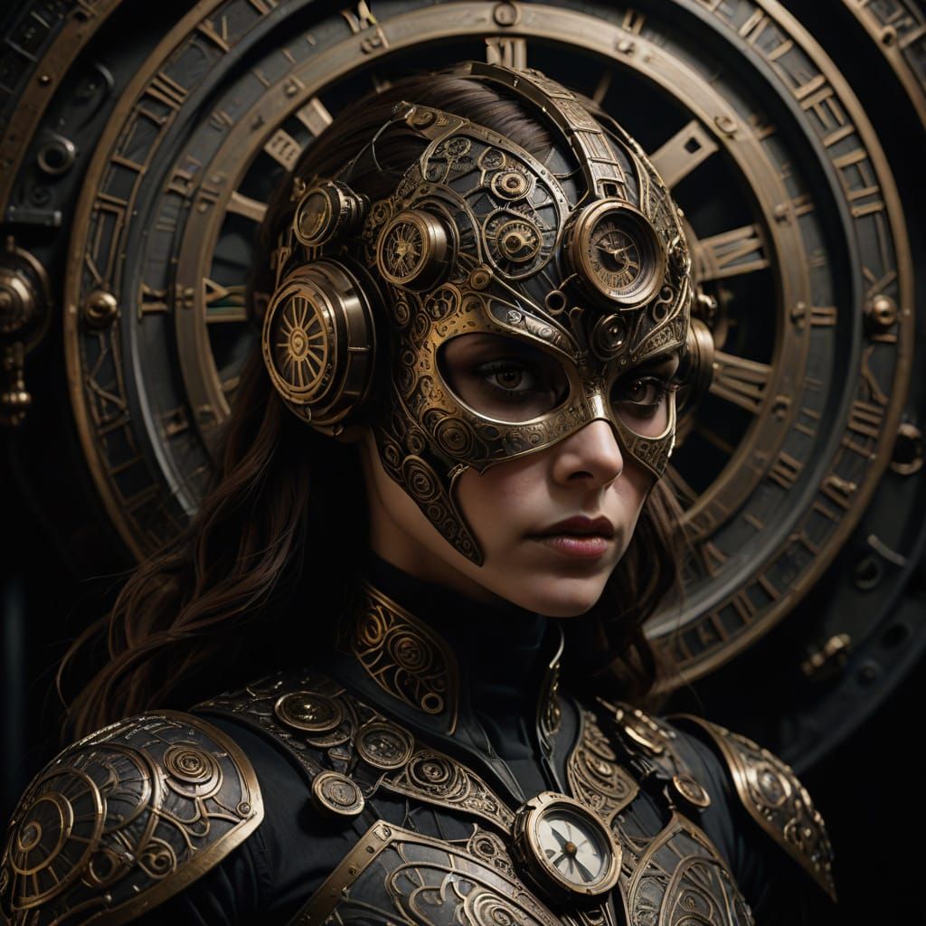 Hyperrealistic Supervillain Portrait With Clockwork Costume