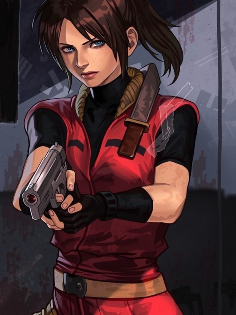 Claire Redfield in Raccoon City Ruins, Cyberpunk Sci-Fi Acti...