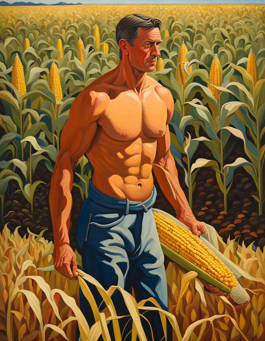 Iowa Farmer in Field: American Regionalism Painting