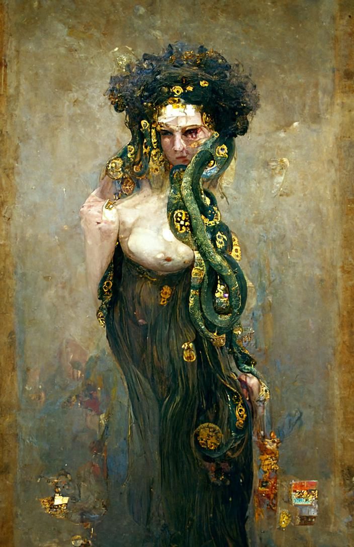 Medusa Portrait in Klimt Style