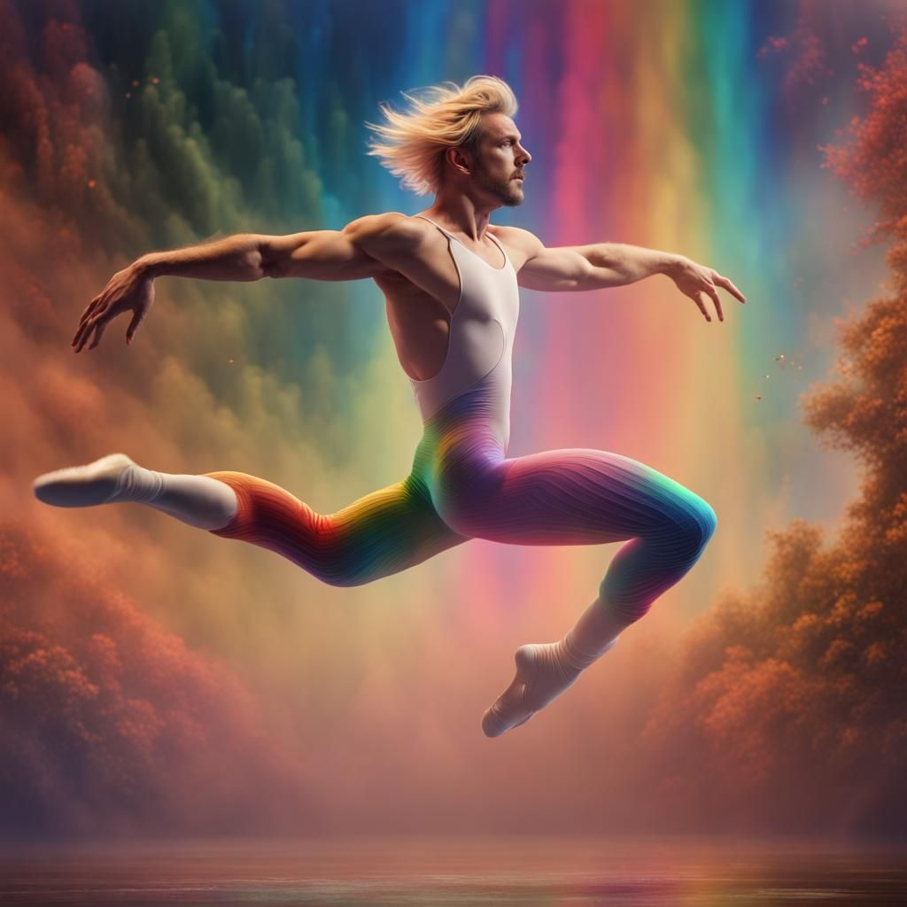 Rainbow Stream Ballet Dancer in Detailed Matte Painting