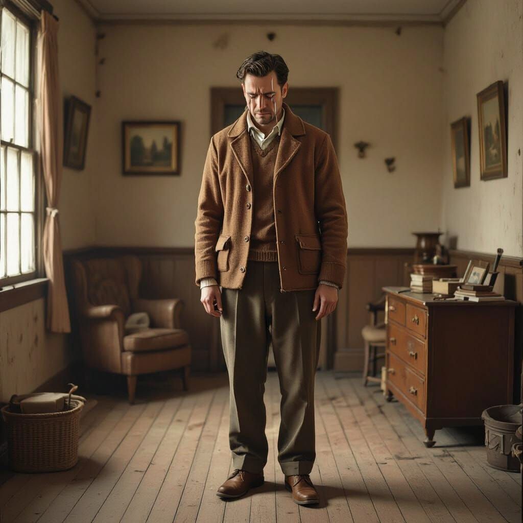 Man in Tears: A Melancholic Scene