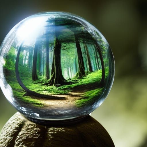 Magic Forest in Glass Orb with Wizard