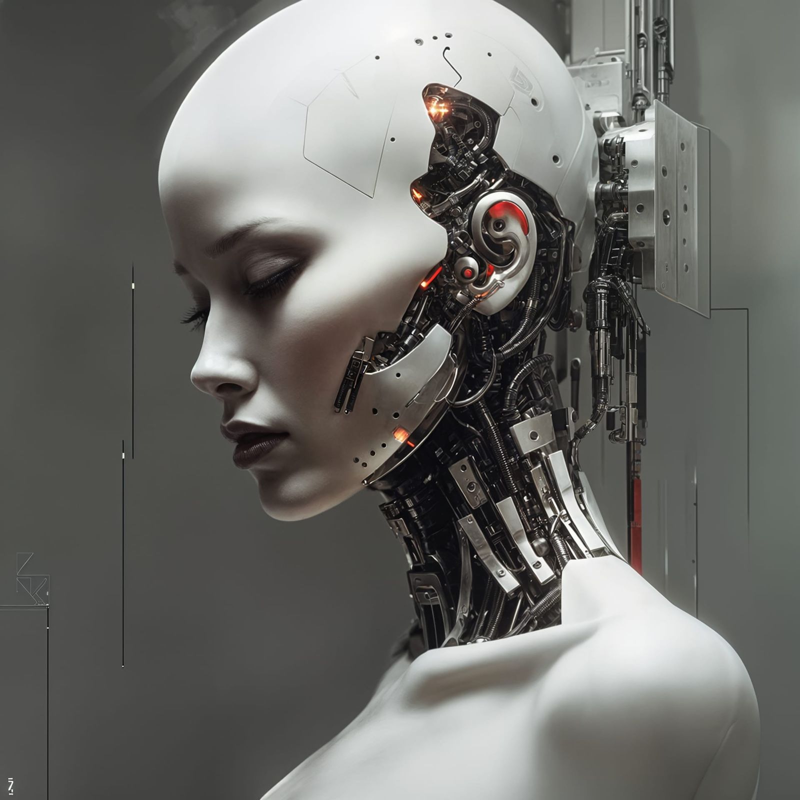 Minimalist Cyborg of Distant Voices in Moody Style