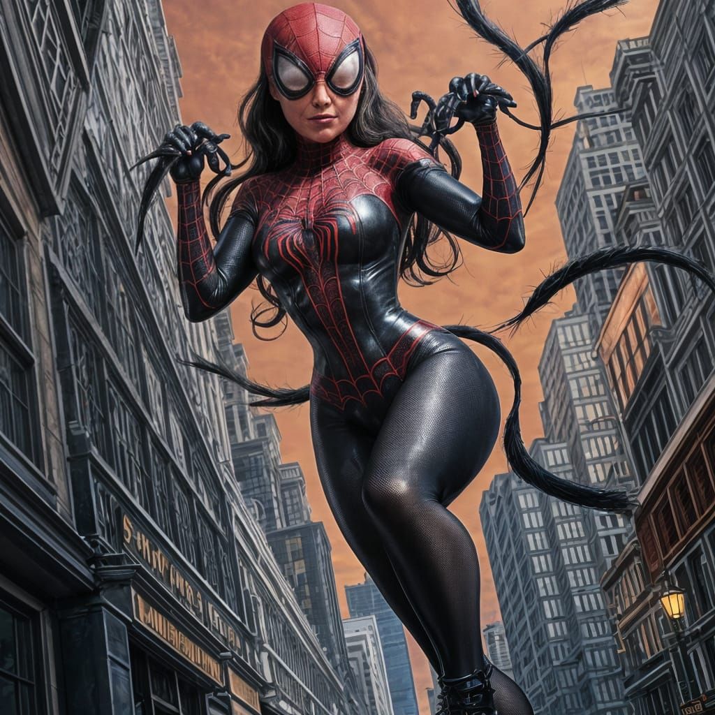 Sultry Spidergirl in Burlesque Style