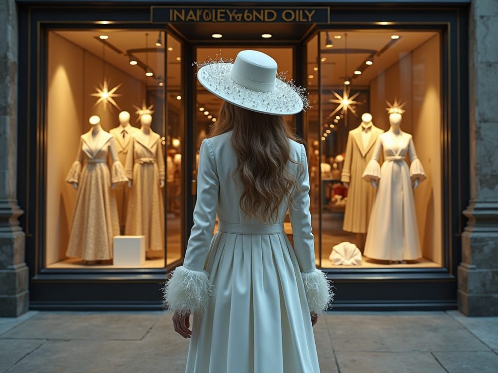 Elegant Woman at Haute Couture Wand Boutique