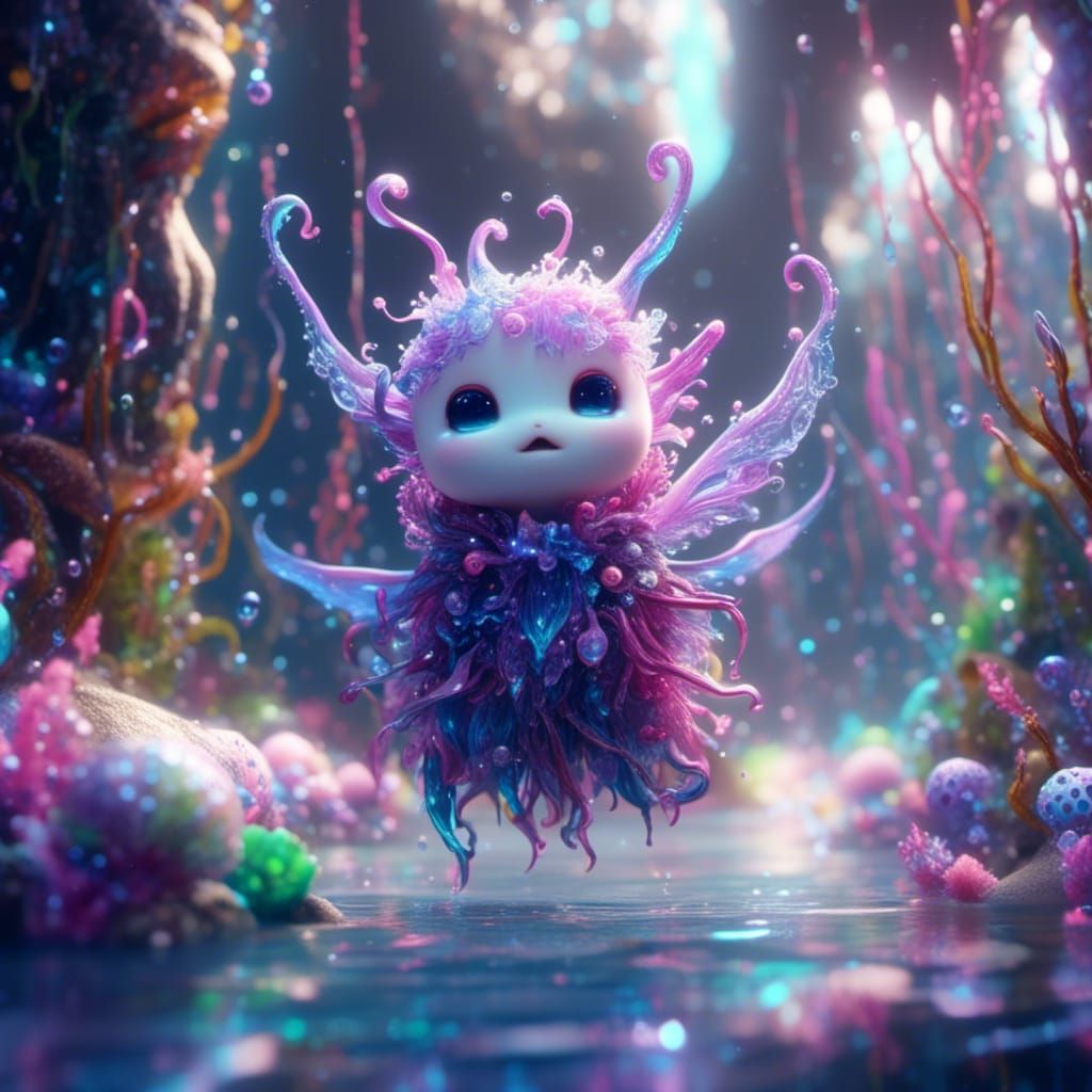 Fantasycore Sea Creature in Vivid Underwater Scene