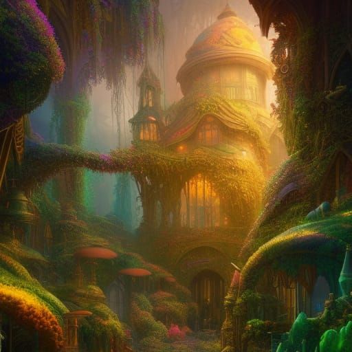 Magical Elven World with Stained Glass Details